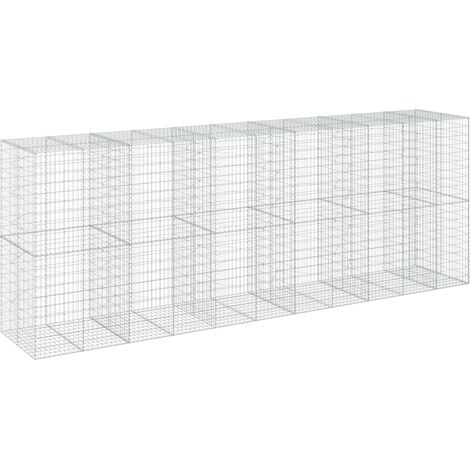 Panier gabion clôture cage mur de soutènement avec couvercle 550 x 100 x 200 cm fer galvanisé Argent