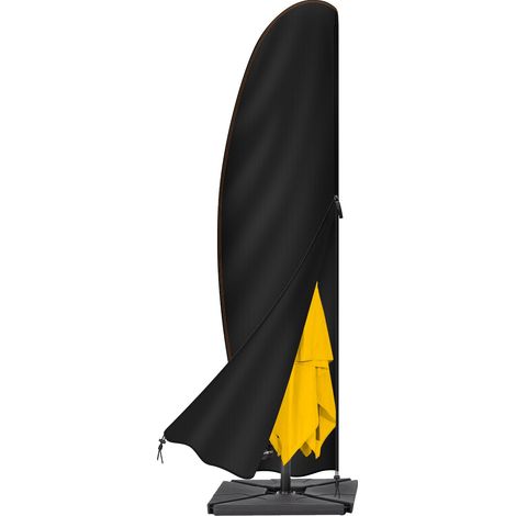 Housse Parasol Déporté en Tissu Oxford 420D imperméable avec Fermeture éclair - 2,7 m à 3,4 m - Noir