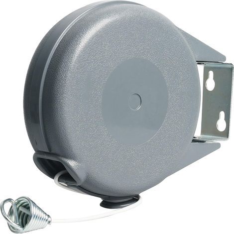 Ciel-Corde à linge rétractable robuste pour l'extérieur et l'intérieur avec coque en ABS durable et ligne en PVC extrudé de 38 pieds, avec verrouillage pour éviter l'affaissement (1/5)