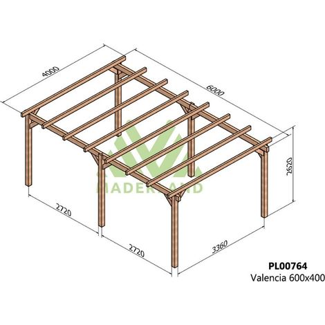 Pérgola de Madera Laminada Valencia (Maderland) - Gardeneas - 600 x 400 cm (1/4)