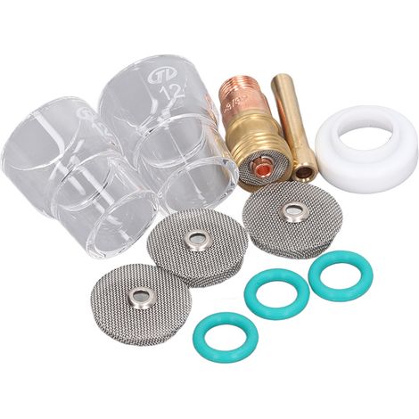 Kit de 11 accessoires pour pistolet de soudage TIG : torche de soudage TIG, coupelle en verre, pince, lentille à gaz, joint torique et couvercle avant pour WP17 (1/5)