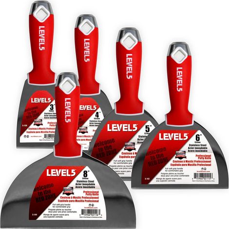 LEVEL5 Profi Set 5x Spachtel aus Edelstahl weicher Griff 5-602 (1/5)