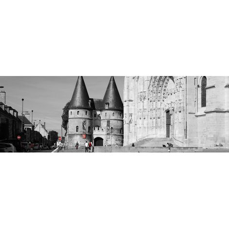 Tableau sur toile porte cathédrale de Beauvais 30x97 cm - Impression sur Toile Murale Décorative - Image imprimée en HD sur Toile - Toile sur Châssis en Bois FSC - Fabriqué en France (1/4)