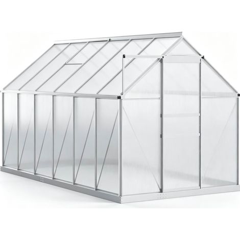Invernadero de jardín transitable de aluminio y policarbonato 190 x 375 x 199 cm (1/5)