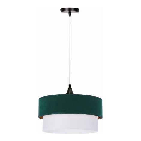 Lampe à suspension Sinagra noire 1x60 e27 abat-jour duo 35+30 mais vert\or+blanc