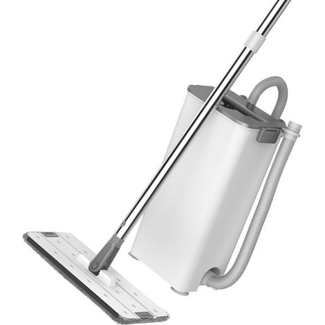 Freihändiger Flachwischer mit 3 Pads für Nass- und Trockenreinigung. Hocheffizientes Wasserschaben. Flachwischer-Eimersystem für die Reinigung von Hartholzböden. 40 cm vergrößerte Basis. Verstärkter E (1/5)