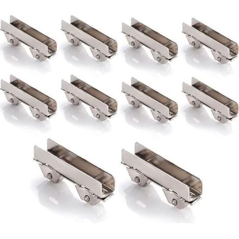 Set of 10 stainless steel sliding door wheel clamps for 6mm thick sliding shop window doors, 6mm slot width (1/5)