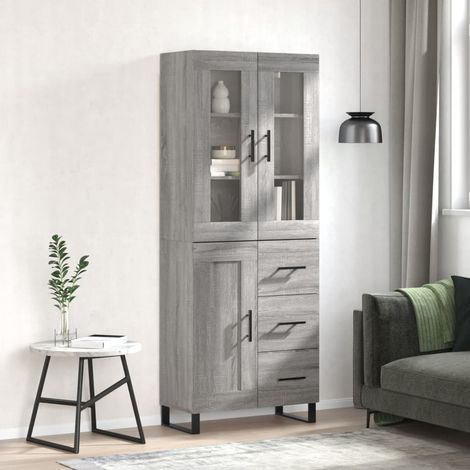 Buffet haut,Bahut,Meuble de Rangement,Buffet de cuisine Sonoma gris 69,5x34x180 cm Bois d'ingénierie CIV925274 (1/5)