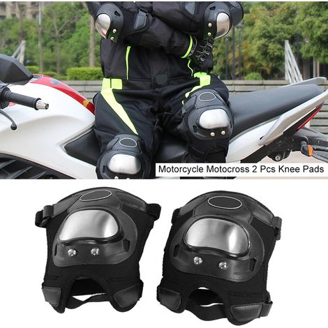 Genouillère de cyclisme noire 2 pièces, coussinets, ensemble d'armure de Protection pour adultes, Protection d'accessoires de moto (1/5)