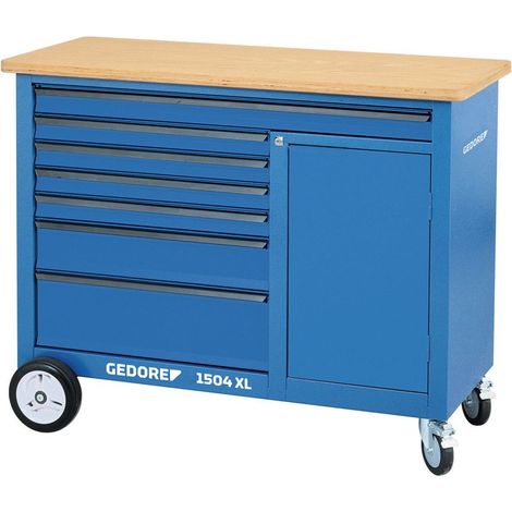 GEDORE Rollwerkbank 1504 XL Außen-B1250xT550xH985mm Schubl.7 40/60kg 1.000kg - 1988468 (1/5)