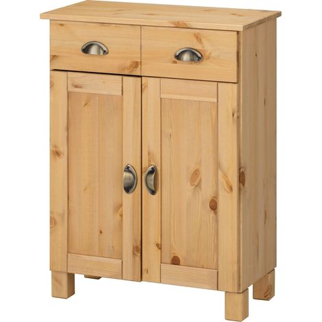Toscana-Armoire 2 portes et 2 tiroirs en cire teintée