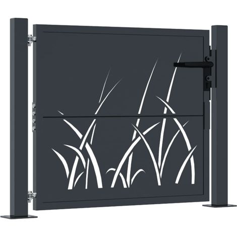 Gartentor Anthrazit 105x80 cm Stahl Gras-Design vidaXL497643