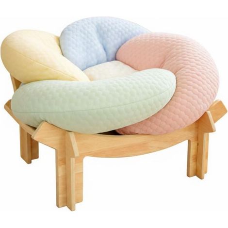 Removable Resting Cushion, Cat Bed, Cat Basket, Cat Kennel, Small Dog Basket, Wooden Base and Breathable System, Flower, Patchwork, Refreshing, Ice Bean (1/5)