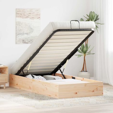 Ottoman Bettgestell mit Stauraum Natur 70 x 190 cm