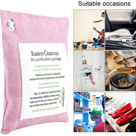 Sac purificateur d'air rose en bambou et charbon actif, 8 couleurs. (1/5)
