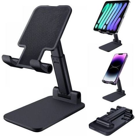 1pc Noir Support Téléphone, Support de Tablette Pliable Support de téléphone Portable pour Bureau Compatible (1/3)
