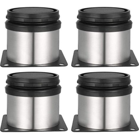 Pieds réglables pour meuble, armoire et table en acier inoxydable brossé, hauteur ajustable 0-15 mm, diamètre 50 mm avec vis inox (1/5)