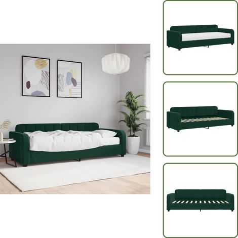 Sofá cama verde oscuro - vidaXL Sofá cama con colchón terciopelo verde oscuro 80x200 cm - Sofá cama con espuma
