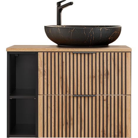 Mobile bagno con lavabo Gaia marrone e nero 80cm (1/5)