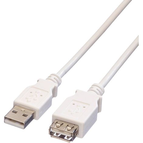 Value Câble USB USB 2.0 USB-A mâle, USB-A femelle 3.00 m blanc blindé 11.99.8961