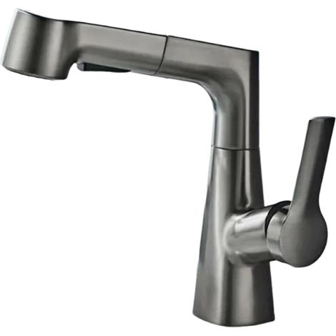 Rubinetto da cucina con doccetta estraibile, miscelatore da cucina con doccetta estraibile, rubinetto da cucina con doccetta estraibile girevole a 360°, acqua calda e fredda disponibili, grigio