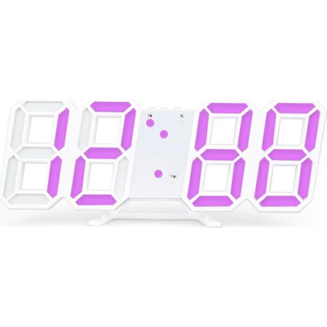 3D-LED-Digitalwanduhr mit Temperatur- und Kalenderanzeige, elektronischer Wecker, Schlafzimmerdekoration, rosa Licht (1/5)