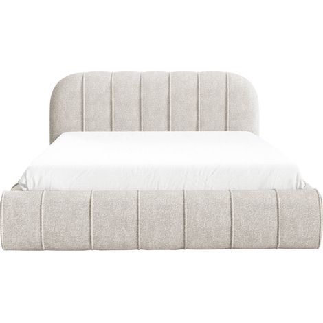 LONIE - Lit coffre tissu texturé 140x200cm Beige (1/5)