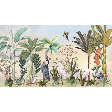 Papier peint panoramique - Jungle Oiseaux - 130 cm x 72 cm (1/2)