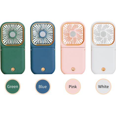 Mini ventilateur portable pliable à suspendre, rechargeable par USB, avec support pour téléphone, idéal pour les voyages et les activités de plein air. (1/4)