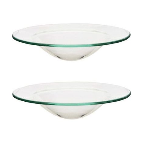 2 coupelles en verre - Pour parfum d'ambiance - Verre - Rond - 11,8cm diamètre