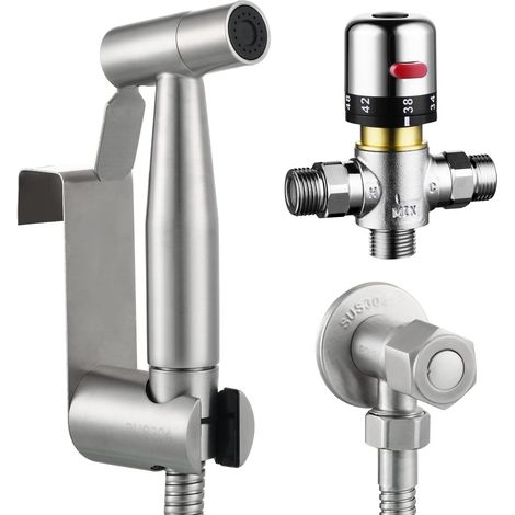 Robinet Bidet Pulvérisateur Acier Inoxydable Kit Douche Hygiénique Douches Bidet Main Avec Mélangeur Thermostatique Chaud et Froid WS024F1A (1/5)