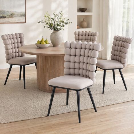Sedia da pranzo in velluto grigio chiaro, set da 2, gambe in metallo nero DESVIAE (1/5)