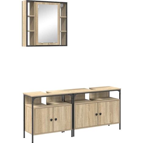 Maison Exclusive - Badezimmermöbel-Set mit Regal mit Tür 3 pcs Br