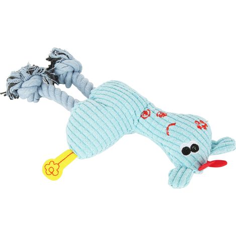 Jouet à mâcher en forme de chiot couineur pour chien, peluche pour le nettoyage des dents, en forme de cerf, bleu (1/5)
