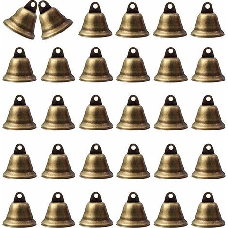 Pamtns 30 piezas de cascabeles pequeños de bronce vintage, campanas de bronce vintage, mini campanas de bronce, campanas de bronce hechas a mano, campanas pequeñas (1/5)