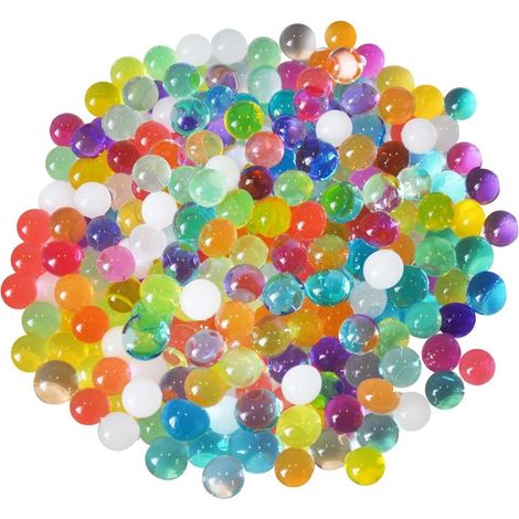 Water Beads - 3000 Pièces Perles Gel Hydratables Non Toxiques - Pour Décorations de Table Vase Transparent et Mariages - Diamètre 8-10 mm à sec / 30-50 mm trempées (1/5)