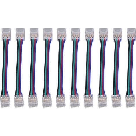 Lot 10 kits connecteurs bande LED – PC – 4 broches 10mm – connexion rapide – bricolage – accessoires (1/5)