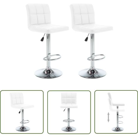 The Living Store Tabourets de bar lot de 2 blanc similicuir - Tabouret De Bar - Tabourets De Comptoir - Chaise De Bar - Meubles De Cuisine - Mobilier Contemporain (1/5)