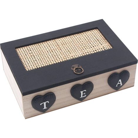Scatola in abete e rattan "Tea", 24X16H7 cm (kit da 3) (1/2)