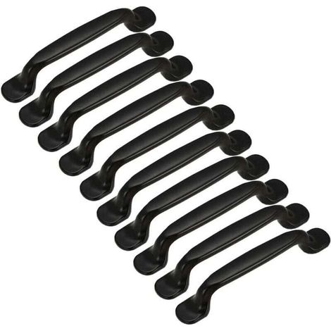 10pcs Poignée de Porte Cuisine Armoire Placard Tiroir Chambre Meubles Tirer Entraxe 128mm, Aluminium Noir