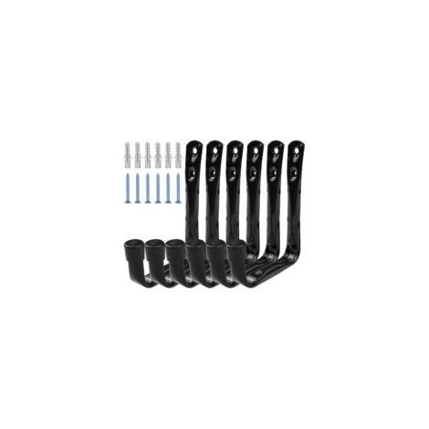 Lot de 6 Crochets de Rangement de Garage Robustes, Support Mural avec Visser Set, Crochet Utilitaires Résistants de Stockage en Acier pour Outils Êlectriques Êchelle Vélos 11.5cm x 9cm Noir (1/5)