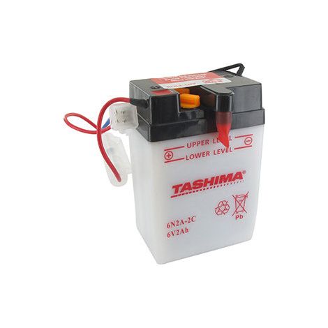 Batteria al Piombo Tashima 6V, 2A. L: 70, L: 47, H: 106mm, + a Sinistra Per Moto. (consegnata senza acido). - Batteria da mettere in acido A