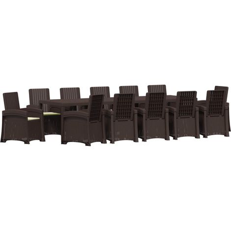 Maison Exclusive - Set da Pranzo per Giardino 14 pz Marrone e Crema PP (1/5)