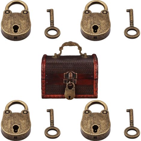 4 Pièces Vintage Cadenas Mini Serrure, Mini Cadenas en Forme D'ours, Mini Cadenas Vintage Robuste pour Petits Bagages Boîte à Bagages Valises Casiers Maison (1/5)