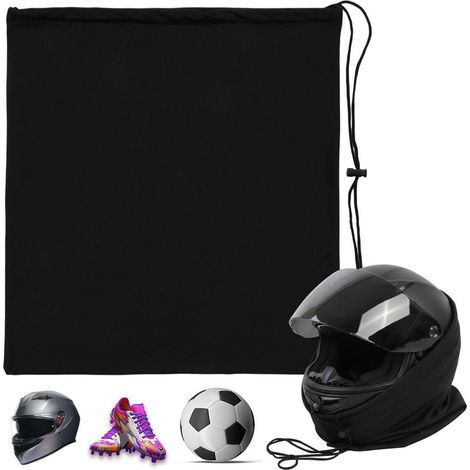 Housse de casque moto, ski, vélo, noir, polyester, cordon de serrage, 44x48 cm (1/5)