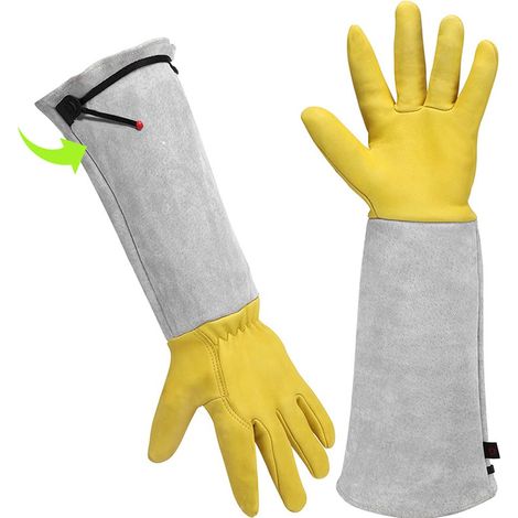 Guantes de jardinería para mujer y hombre, guantes de trabajo de cuero, regalos de jardinería, herramientas de jardinería, guantes resistentes a cortes, guantes Thorny Rose, guantes largos de jardiner (1/5)