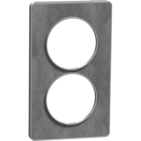 Odace Touch, plaque Ardoise avec liseré Alu 2 postes verticaux entraxe 57mm (S530814V) (1/4)