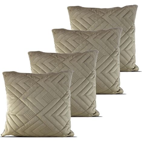 Coussin d'assise - JUANIO - 45 x 45 cm - Beige - Effet matelassé - Lot de 4 (1/3)