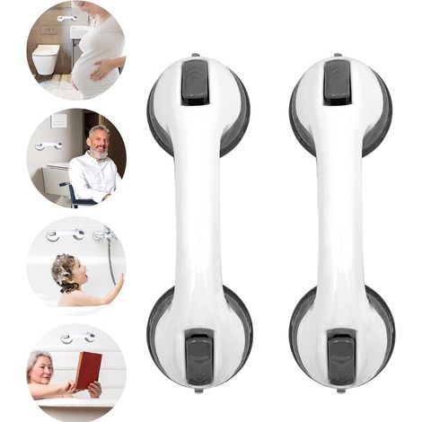 2 Piece Suction Cup Shower Handle, Suction Handle, Bathroom Safety Handles, Shower Holding Bar, Safety Bath Handle, Toilet Grab Bar (1/5)