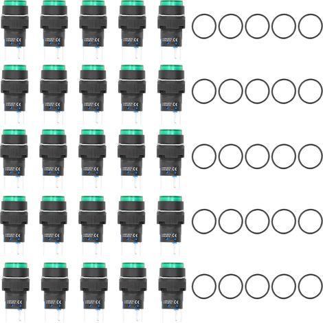 25 pièces interrupteur poussoir rond 16mm 5 broches verrouillage automatique avec voyant lumineux vert 220V (1/5)